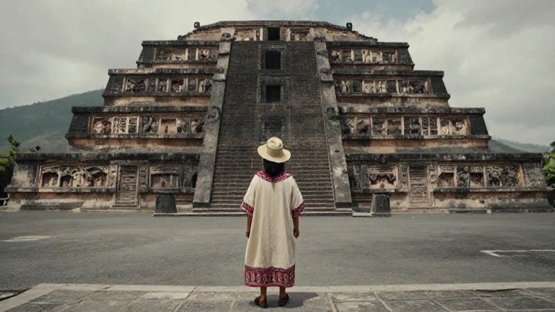 Pirámide monumental con topógrafo histórico