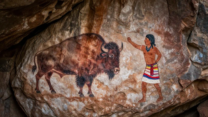 Pintura rupestre mesoamericana en caverna