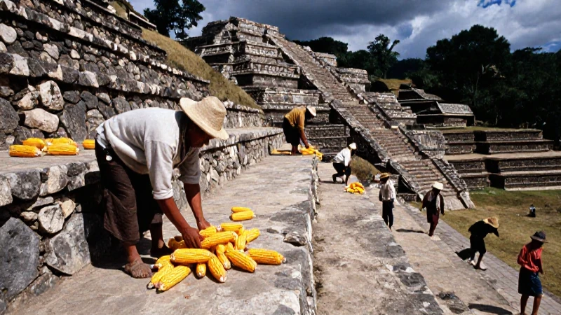 Cuál es la importancia de la agricultura y sus productos en Mesoamérica 52 Agricultor mesoamericano cosecha maíz en terrazas