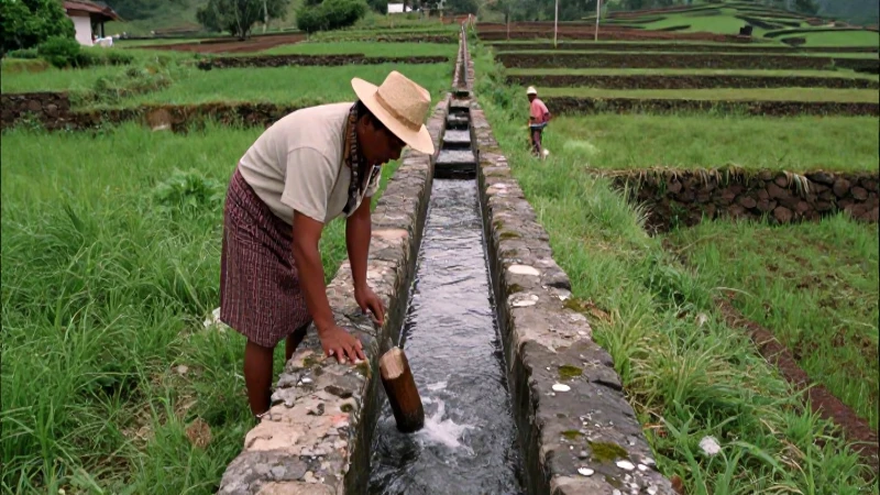 Ingeniero de riego en Mesoamérica con paisajes agrícolas