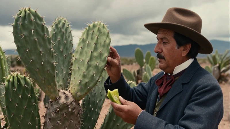 Investigadora mexicana examina nopal en paisaje árido