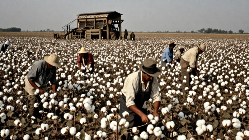 Cuáles son las propiedades, cultivo y usos del Gossypium hirsutum 7 Campos de algodón histórico con maquinaria antigua