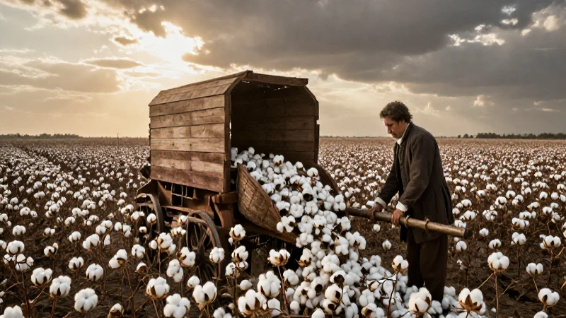 Cuáles son las propiedades, cultivo y usos del Gossypium hirsutum 6 Cosechador de algodón histórico al atardecer