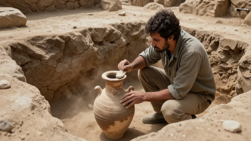 Anecdotario arqueológico: Ejemplos interesantes de hallazgos 31 Arqueólogo limpia cerámica en excavación antigua