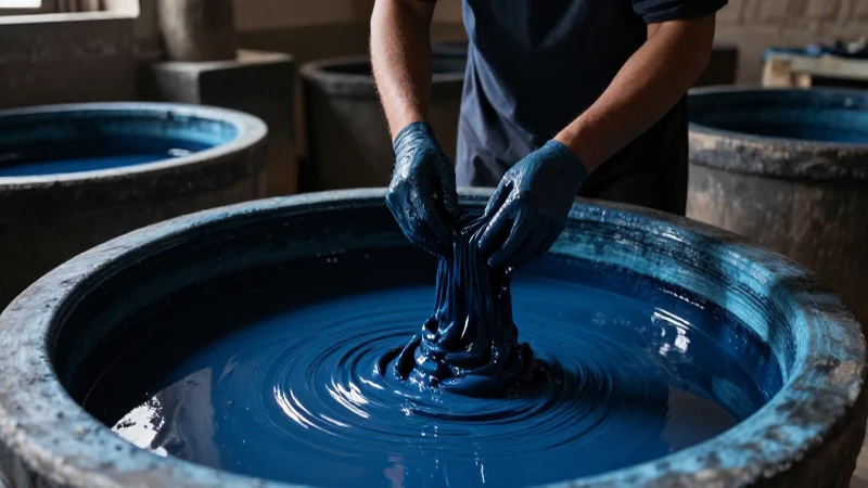 Artesano tiñendo tela con índigo tradicional