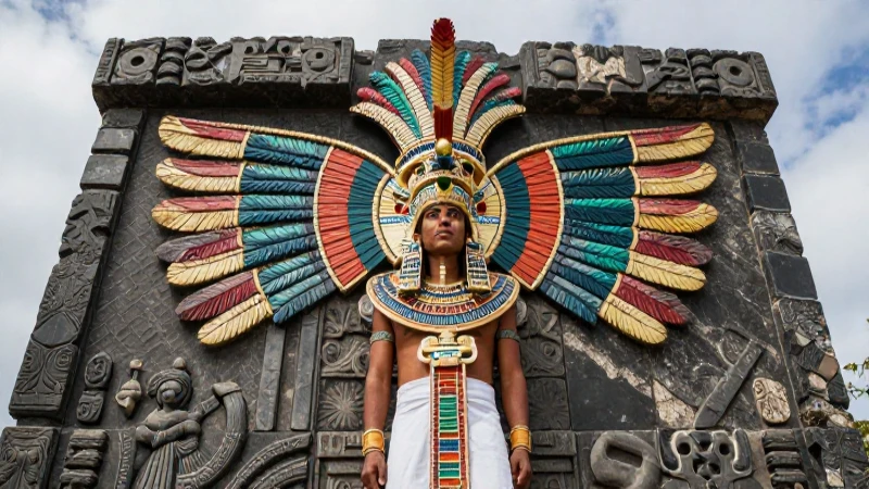 Cuáles son los animales sagrados en las creencias aztecas 17 Sacerdote azteca en altar de piedra, estilo documental