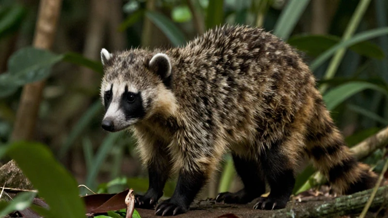Mapache antropomórfico en la selva histórica
