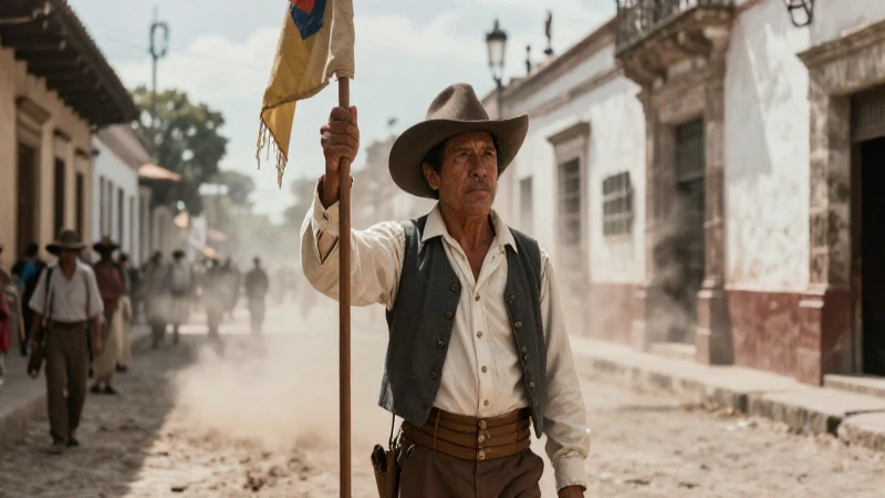 Líder revolucionario en México bajo humo histórico