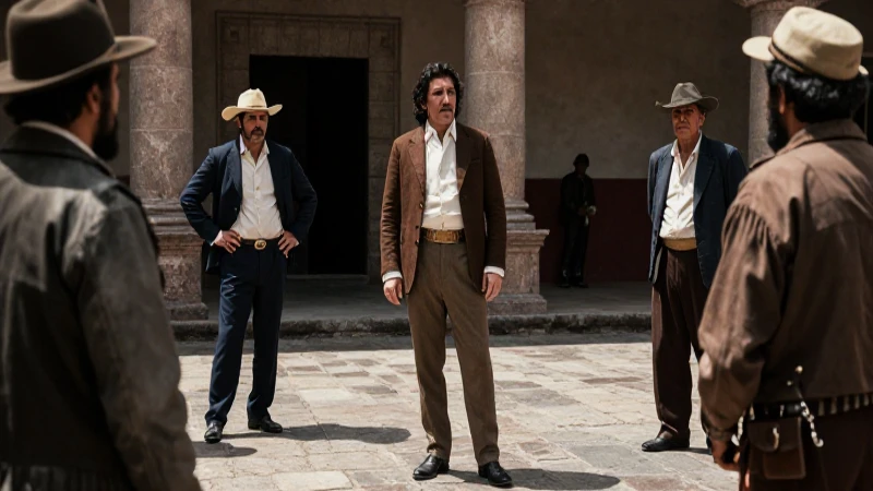 Oficial realista y revolucionarios en plaza mexicana