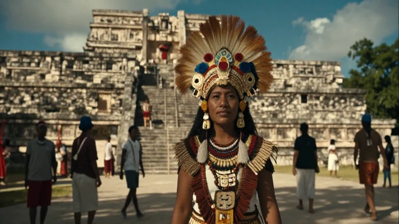 Cómo era la cultura y la sociedad maya antes de la conquista 15 Maya en ceremonia ante ruinas mayas