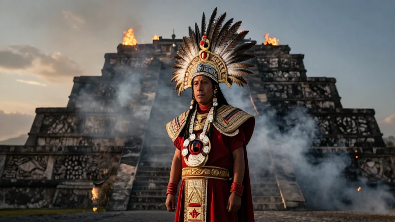 Sacerdote mexica ante la serpiente divina