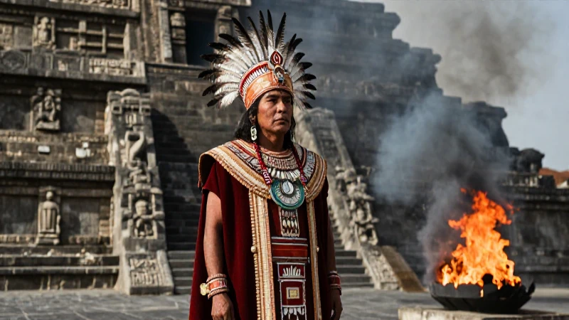 Sacerdote Mexica en ritual dramático antiguo