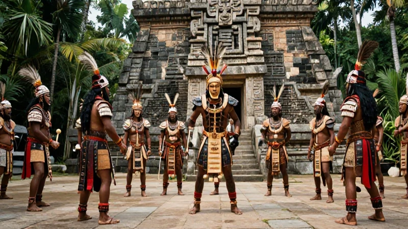 Guerra maya ritual bajo un templo en la selva