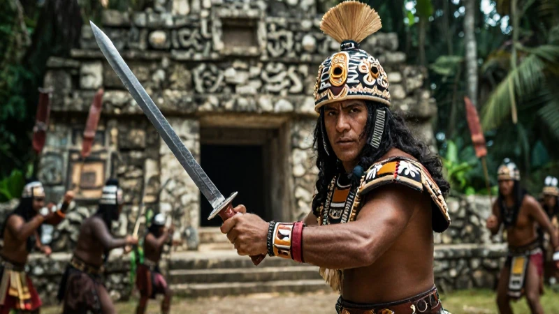 Guerre warrior en batalla en la jungla maya