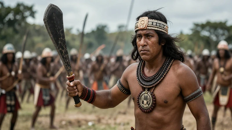 Guerreiro maya en batalla con macuahuitl