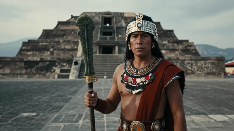 Guerrero mexica con macuahuitl en Tenochtitlan