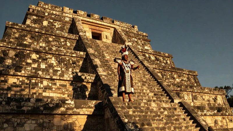 Arqueoastronomía: Descubriendo el Cosmos en Mesoamérica 58 Astrónomo mesoamericano en observatorio precolombino al atardecer
