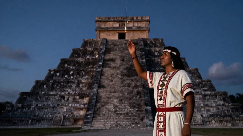 Arqueoastronomía: Descubriendo el Cosmos en Mesoamérica 51 Sacerdote observa alineación en pirámide antigua