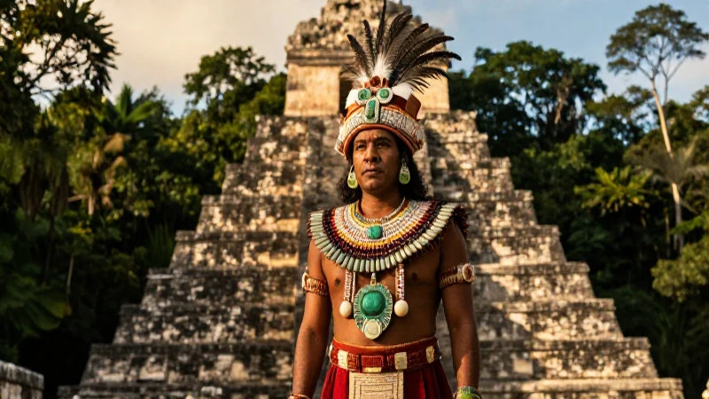 Sacerdote Maya en Tikal bajo el sol