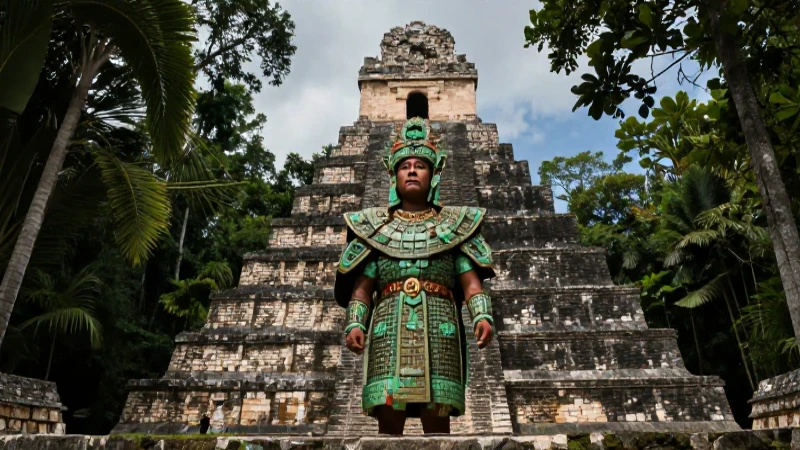 Noble maya en la densa jungla de Tikal