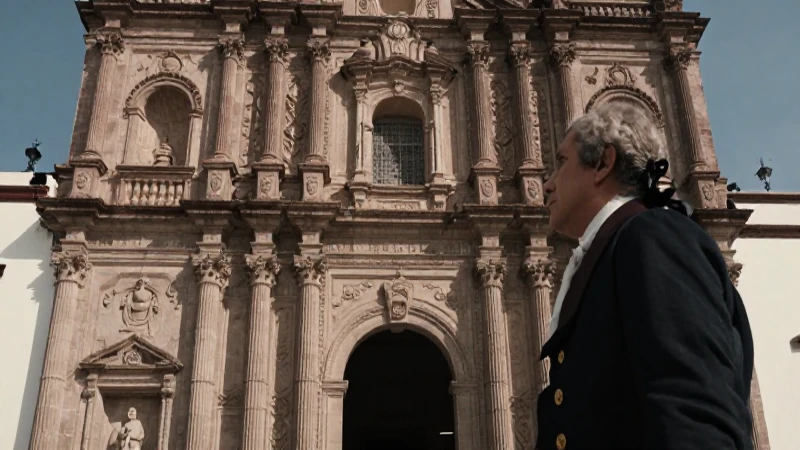Arquitectos coloniales observan fachadas mexicanas barrocas-neoclásicas