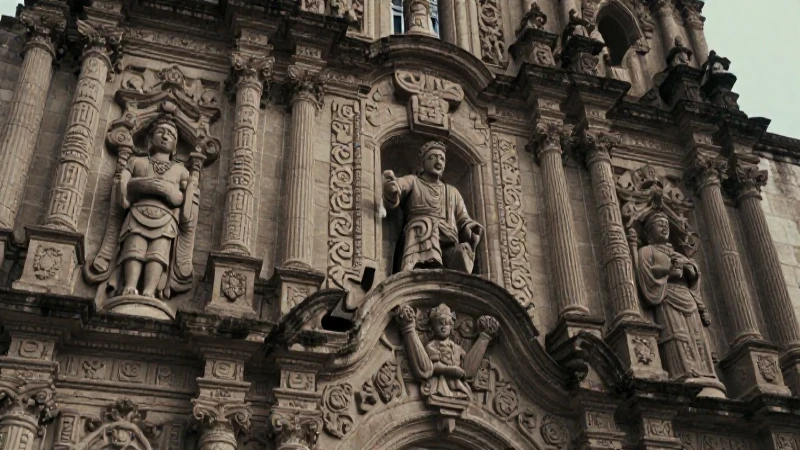 Fachada barroca mexicana artesanal en piedra