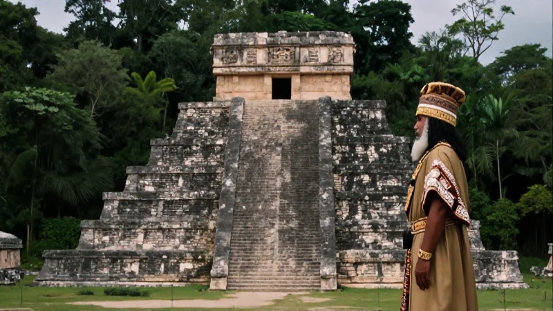 Pirámide olmeca con líder en selva
