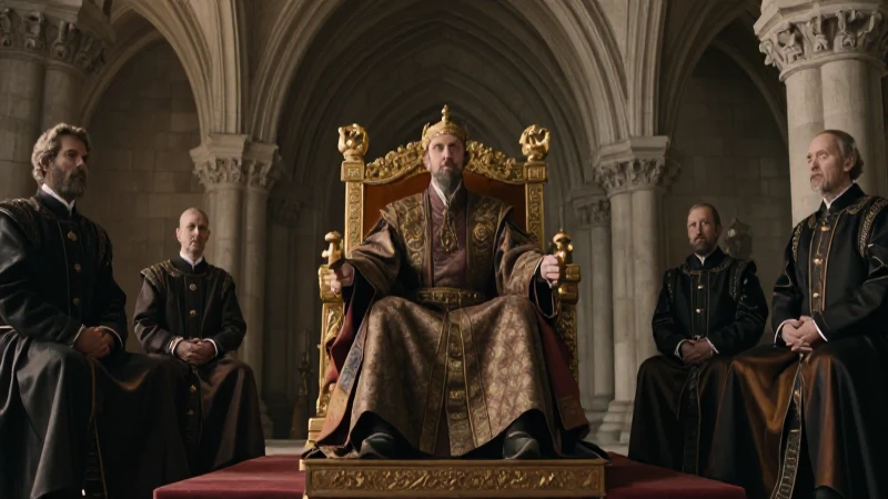 Majestuoso rey en trono imperial