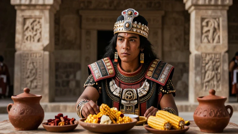 Axayacatl: El líder guerrero mexica y su pasión culinaria 30 Axayacatl, rey mexica, observa el festín azteca
