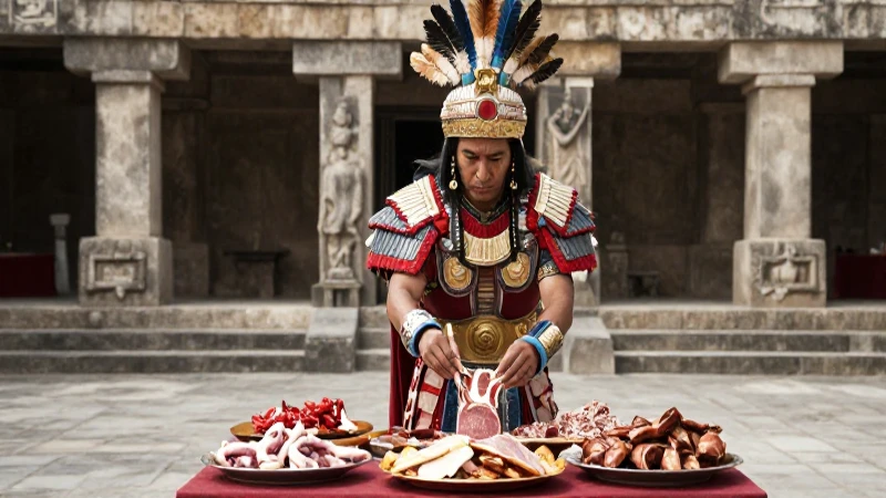 Axayacatl: El líder guerrero mexica y su pasión culinaria 35 Axayacatl prepara un festín ritual en un palacio azteca