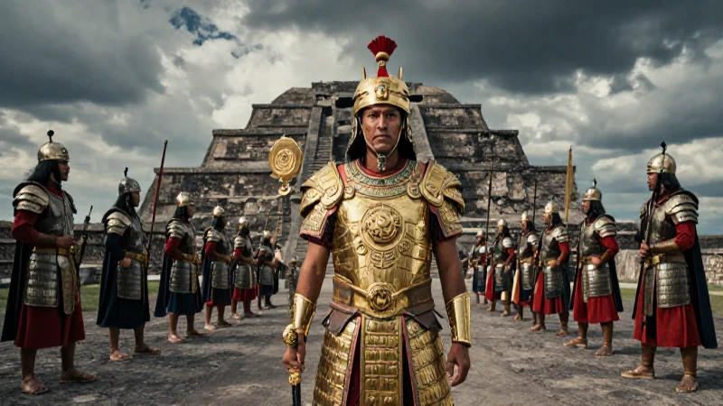 Guerrero azteca frente a conquistadores españoles