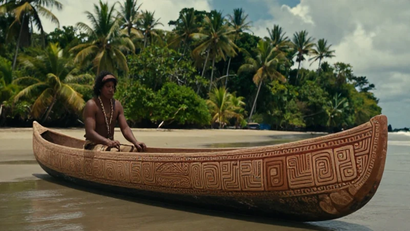 Chinchorro: canoa ancestral en paisaje tropical