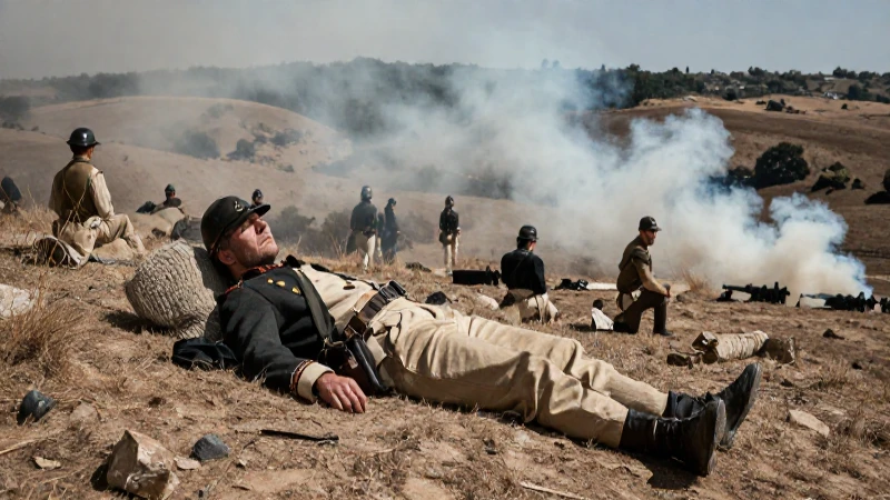 Batalla de Padierna: Un Fracaso en la Estrategia Militar 36 Oficiales cansados en campo de batalla histórico
