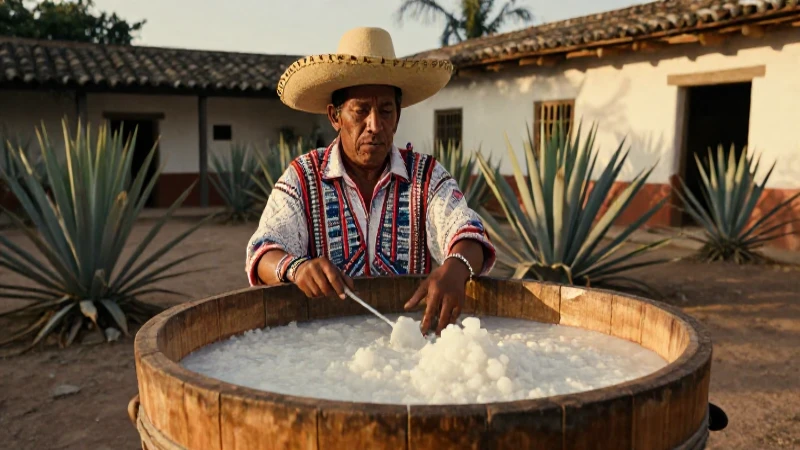 Pulquero histórico en hacienda bajo luz dorada