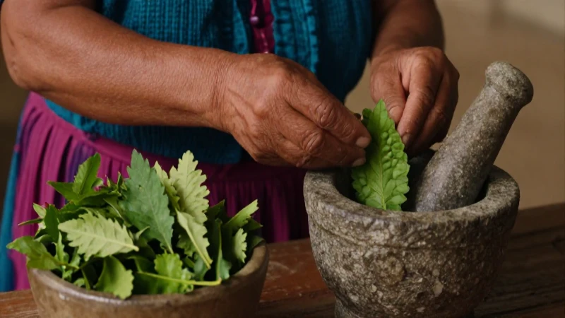 Curandera prepara medicina ancestral con epazote y textura real