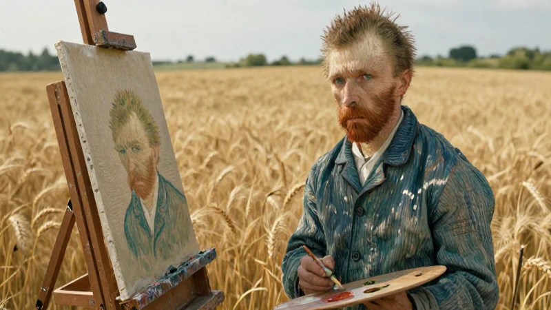 Van Gogh pinta en un campo de trigo bañado por el sol