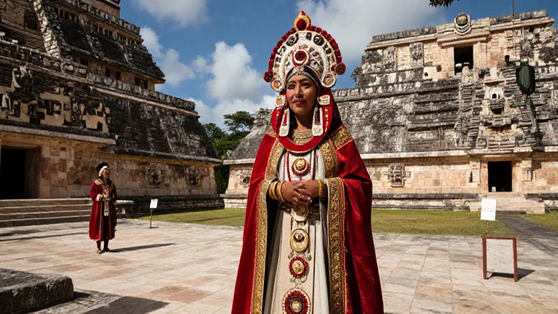 Novia maya en templo ceremonial antiguo