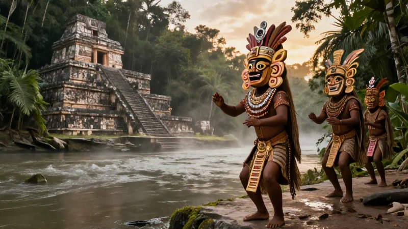 Bonampak: Descubriendo el misterio de los dioses mayas 6 Máscaras danzantes evocan espíritus acuáticos mayas
