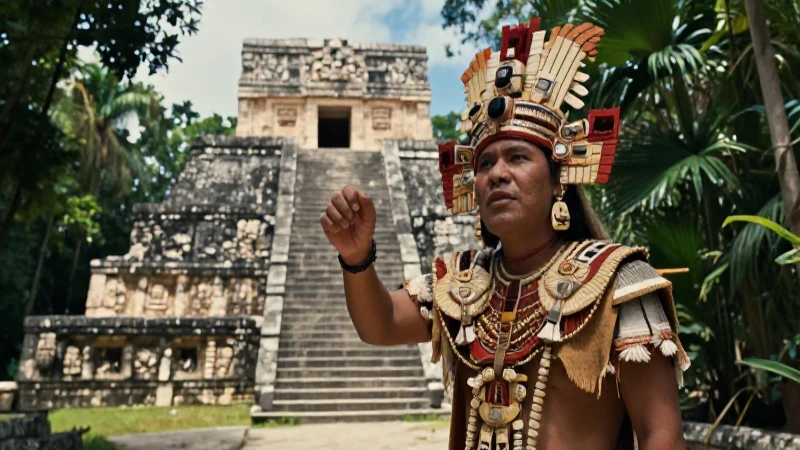 Bonampak: Descubriendo el misterio de los dioses mayas 9 Sacerdote maya en ceremonia dentro de templo antiguo