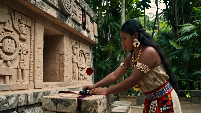 Bonampak: Descubriendo el misterio de los dioses mayas 4 Sacerdote Maya en ritual ancestral de selva