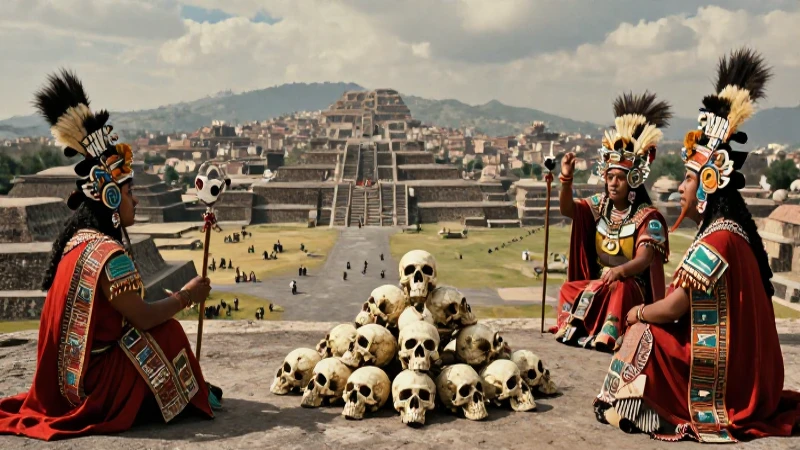 Qué es el Tzompantli y cuál es su significado en la cultura azteca 49 Craneo sacrificial y sacerdotes en Tenochtitlan