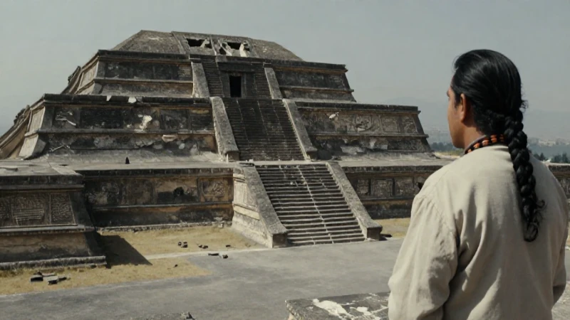 Jefe observa ruinas de Teotihuacán