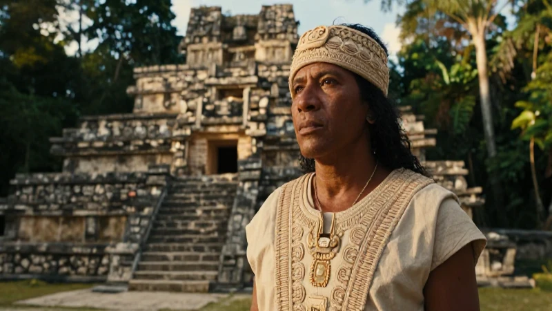Artesano maya en ruinas de la jungla dorada