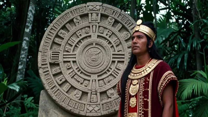 Sacerdote azteca antiguo en su entorno natural