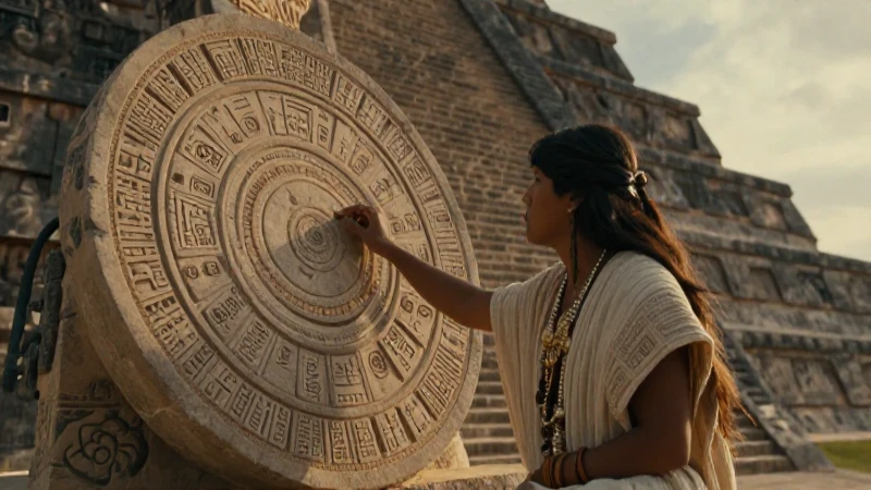 Astrónoma maya estudia el calendario en pirámide mesoamericana