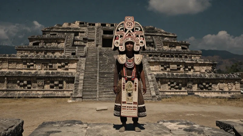 Quieres descubrir la interesante zona arqueológica de Calixtlahuaca 30 Líder Matlatzinca con tocado en ruinas de Calixtlahuaca