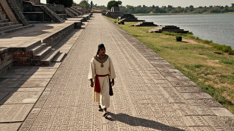 Mexica mercader en la calzada de Tenochtitlan
