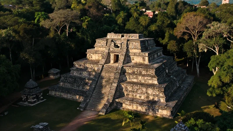 Ruinas antiguas olvidadas en selva exuberante