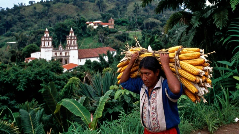 Campesino Maya con maíz en Chiapas colonial