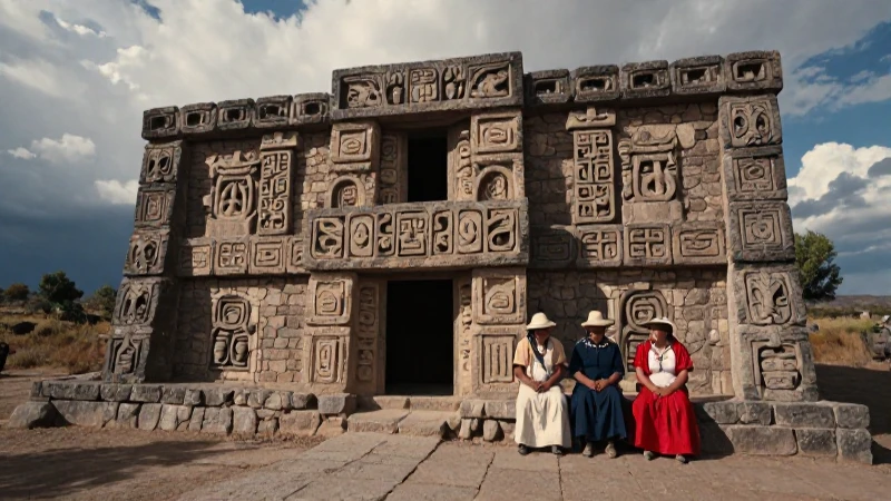 Vivienda Tolteca de piedra en paisaje árido